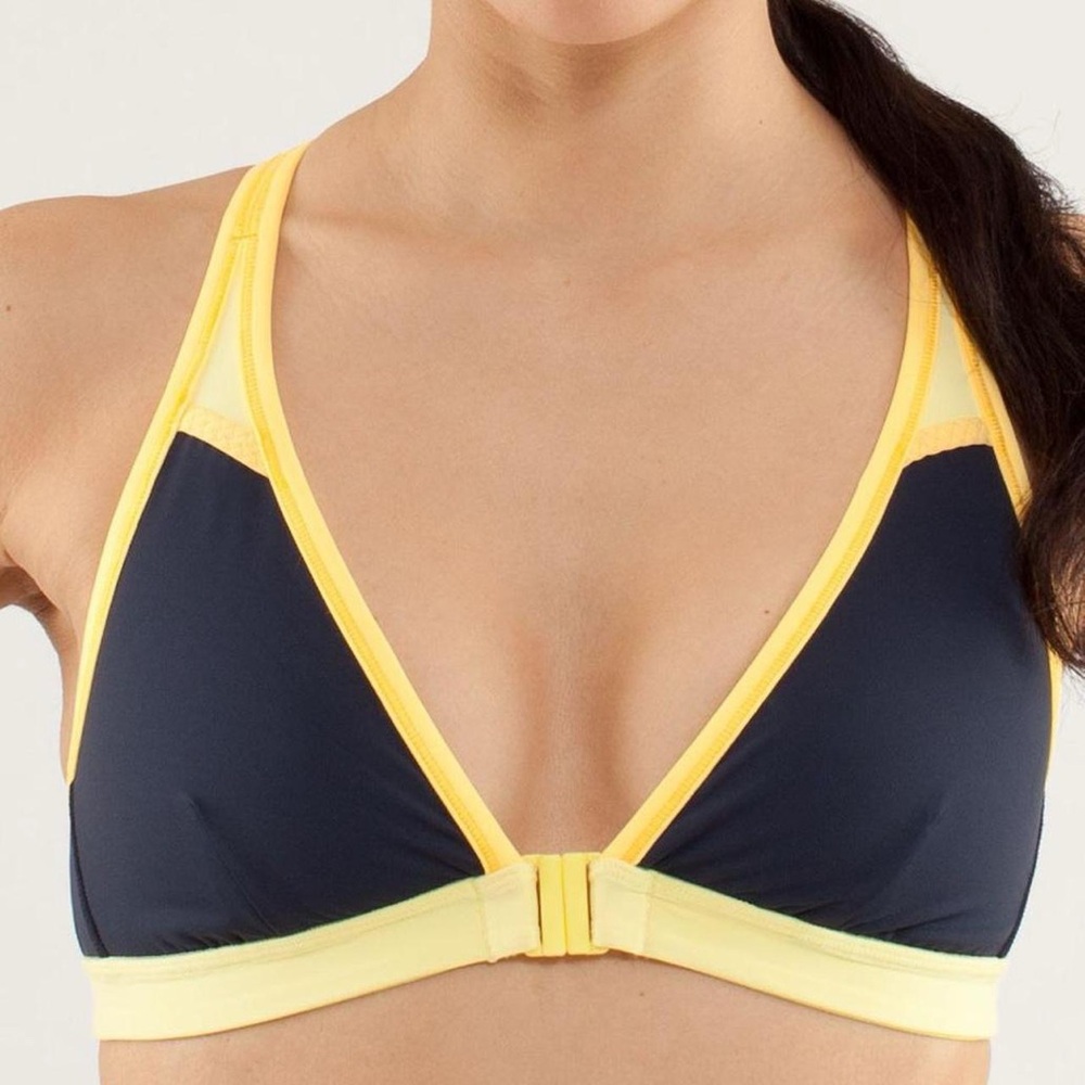 lululemon athletica Navy Triangle Bralette with Yellow Trim